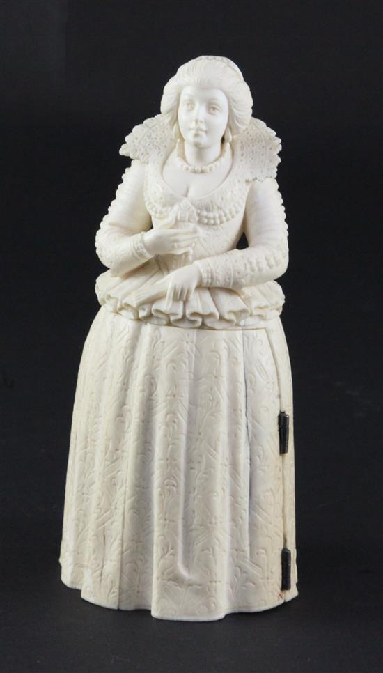 A Dieppe ivory triptych figure, late 19th century, height 14.5cm